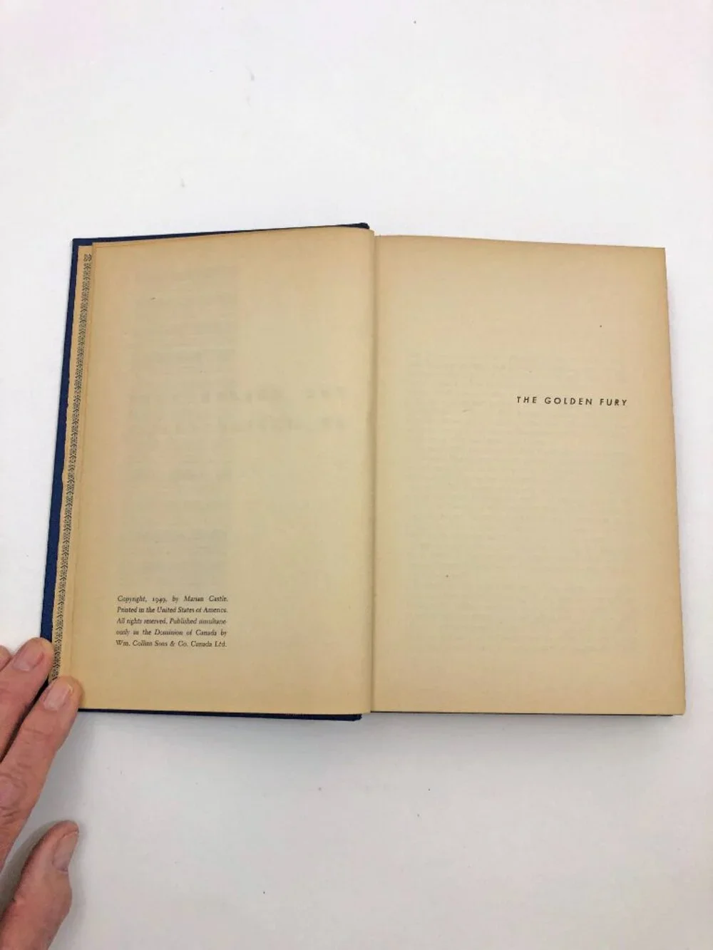 The Golden Fury Marian Castle HC Wm. Morrow & Co. 1949 First Edition